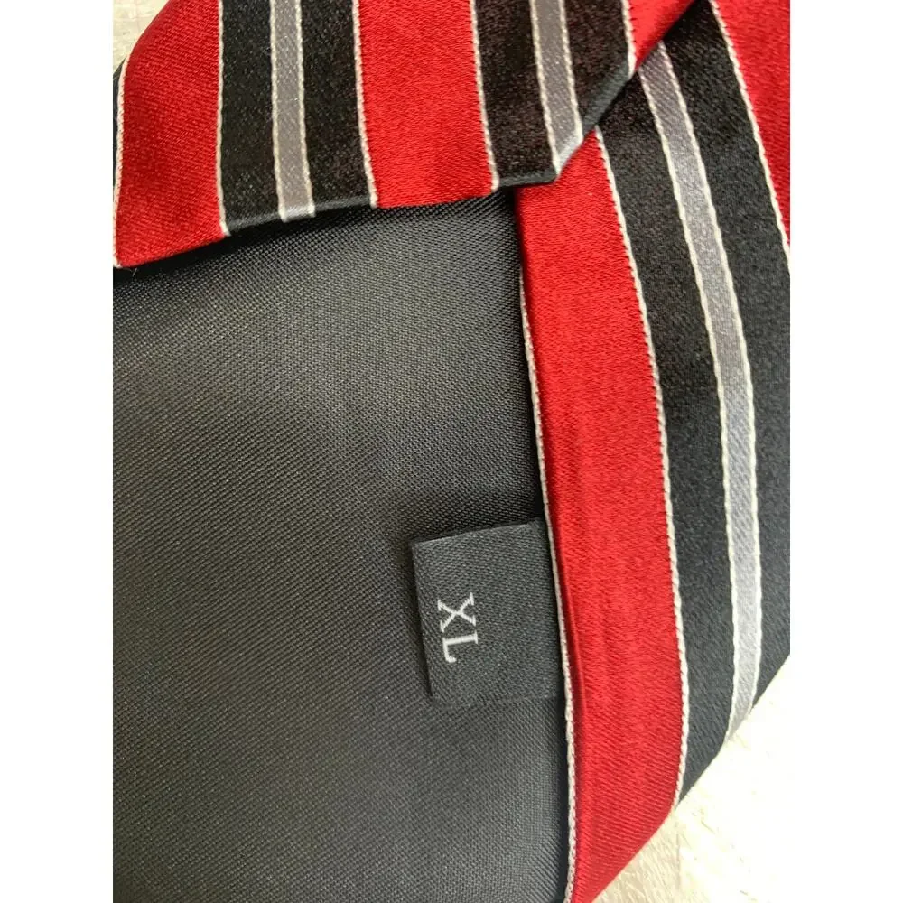NWT Stafford Big & Tall Silk Red Blue Gray Stripe Neck Tie  100% Silk XL Tall